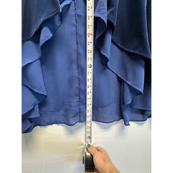 Soft Surroundings Navy Blue Velvet Layered Jacket Size M โ Elegant Boho Chic - Picture 6 of 12